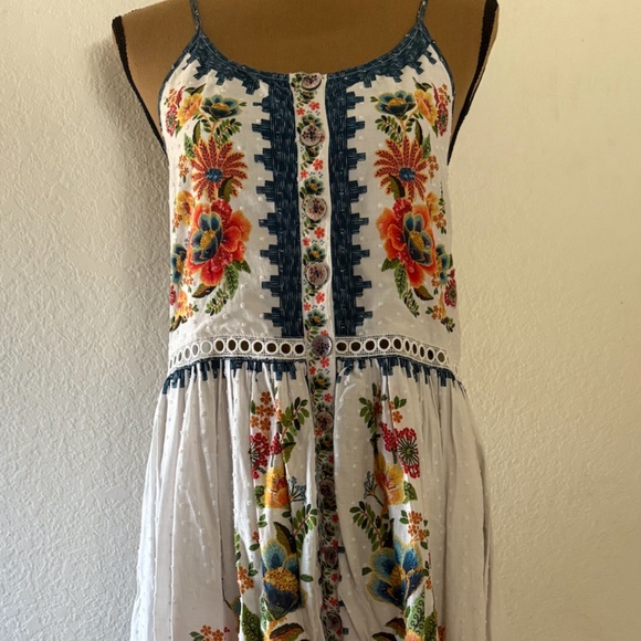 FARM RIO Off-White Delicate Garden Midi Dress Size Small - Picture 12 of 16